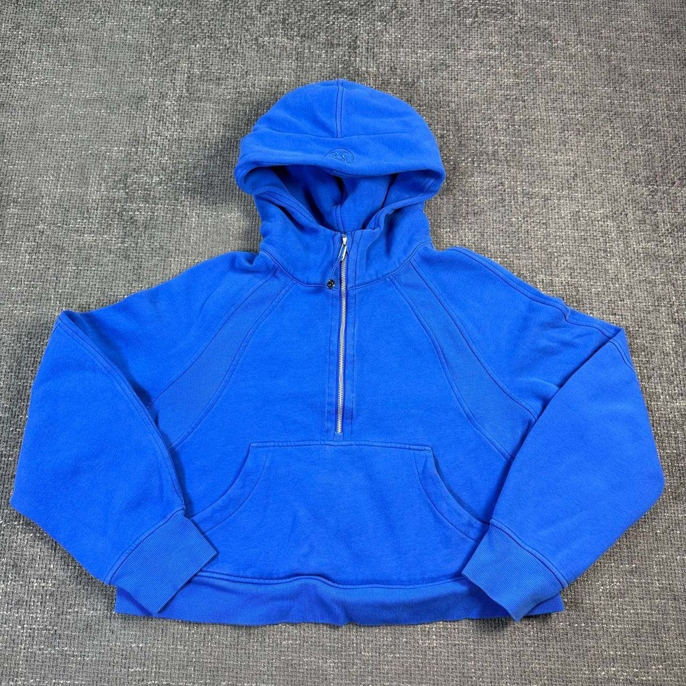 Lululemon Scuba Oversized Half Zip Hoodie Womens M/L Blue Cropped Fleece